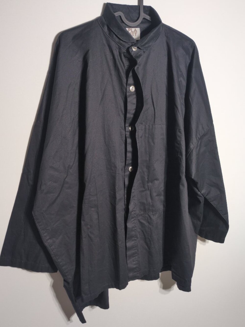 PLANET by Lauren G Cotton Signature Black Shirt Top One Size Oversized Drape - Picture 4 of 13